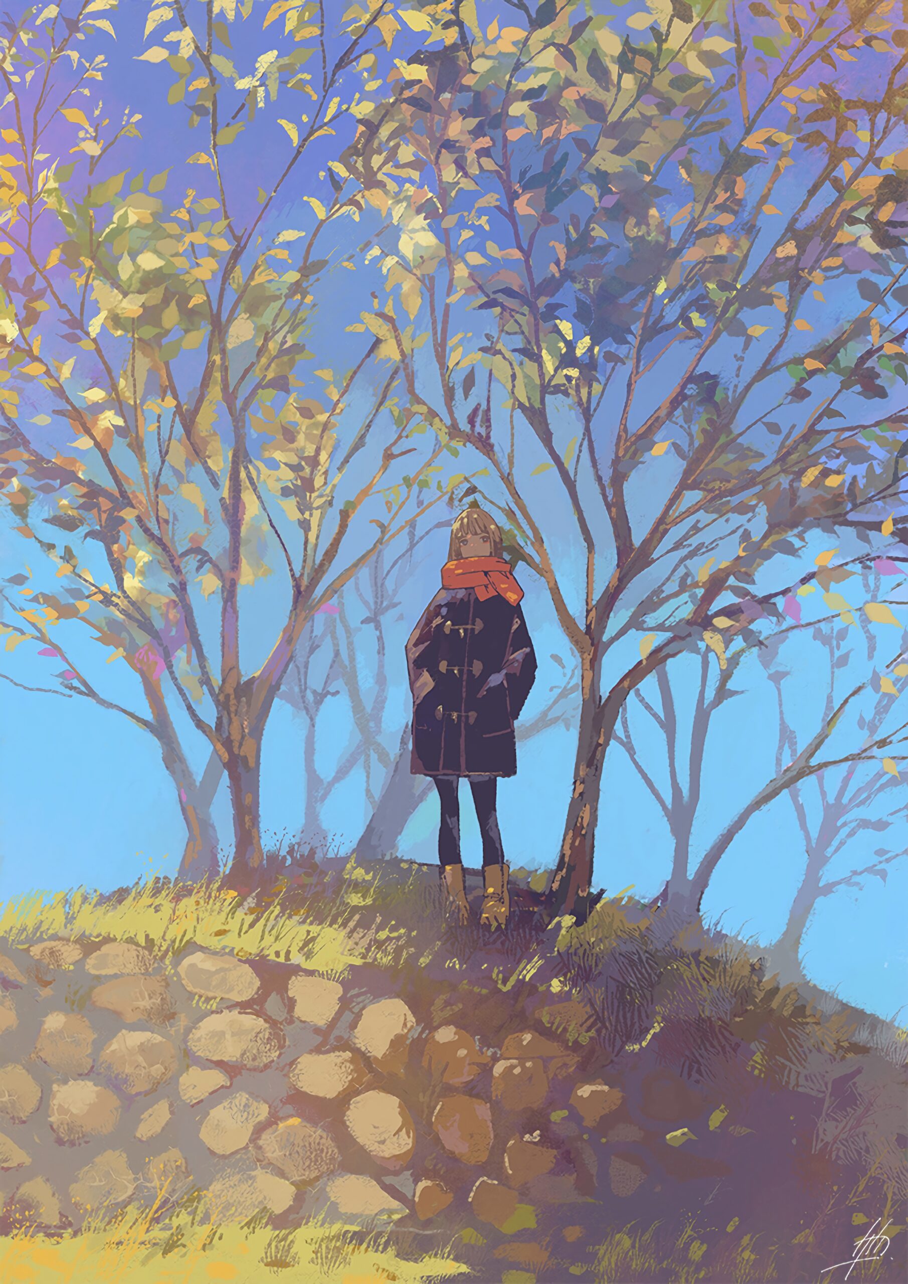 Autumn Girl Standing Amongst Trees