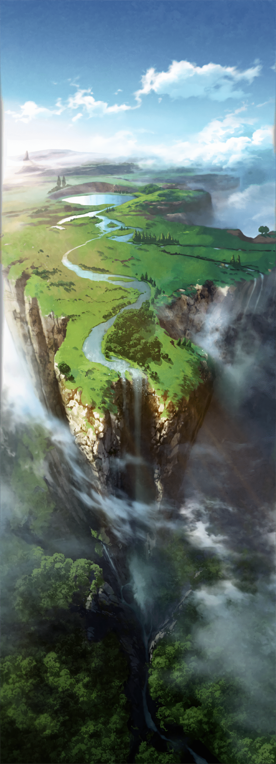 floating island nature waterfall river