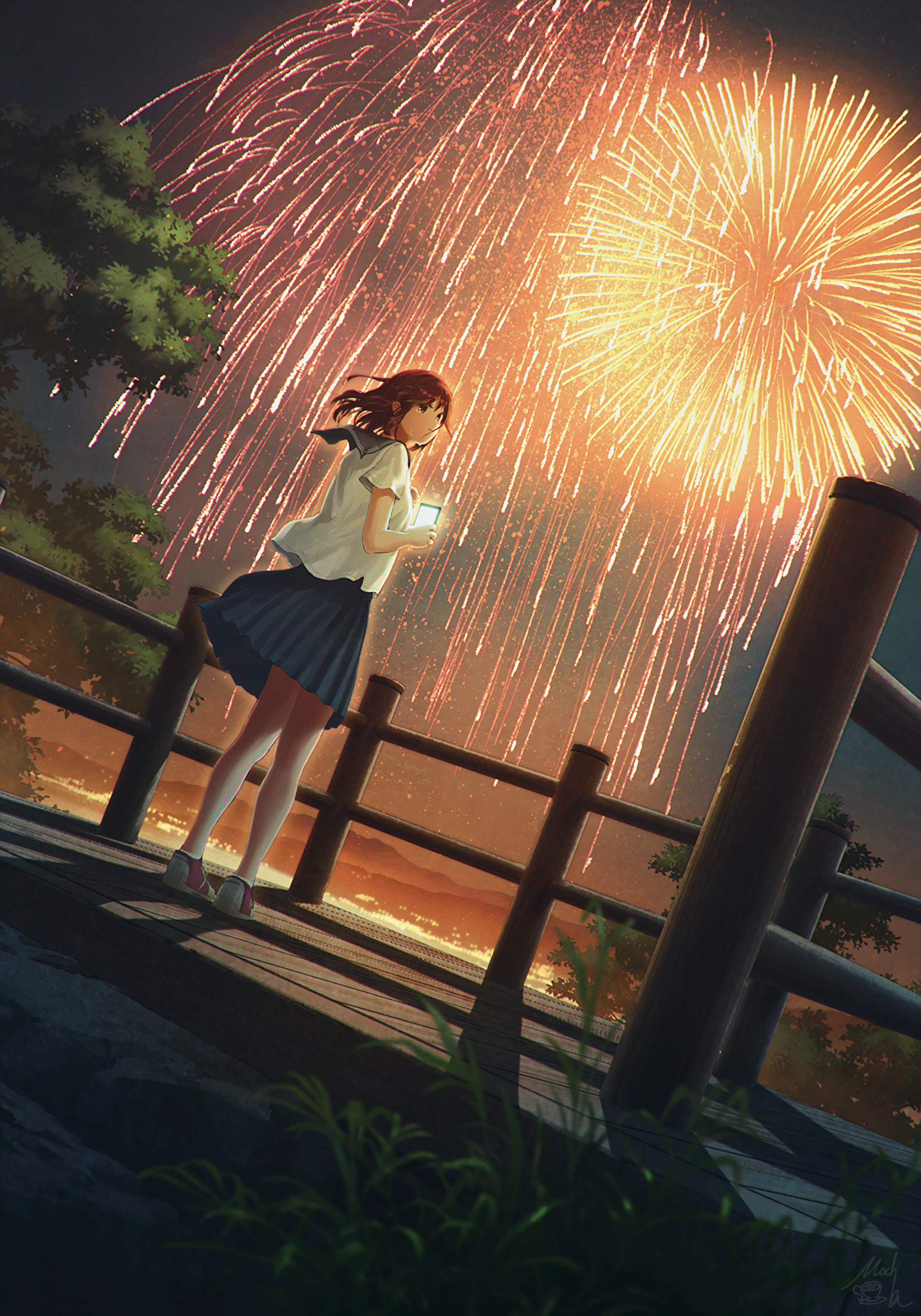 girl fireworks summer festival night