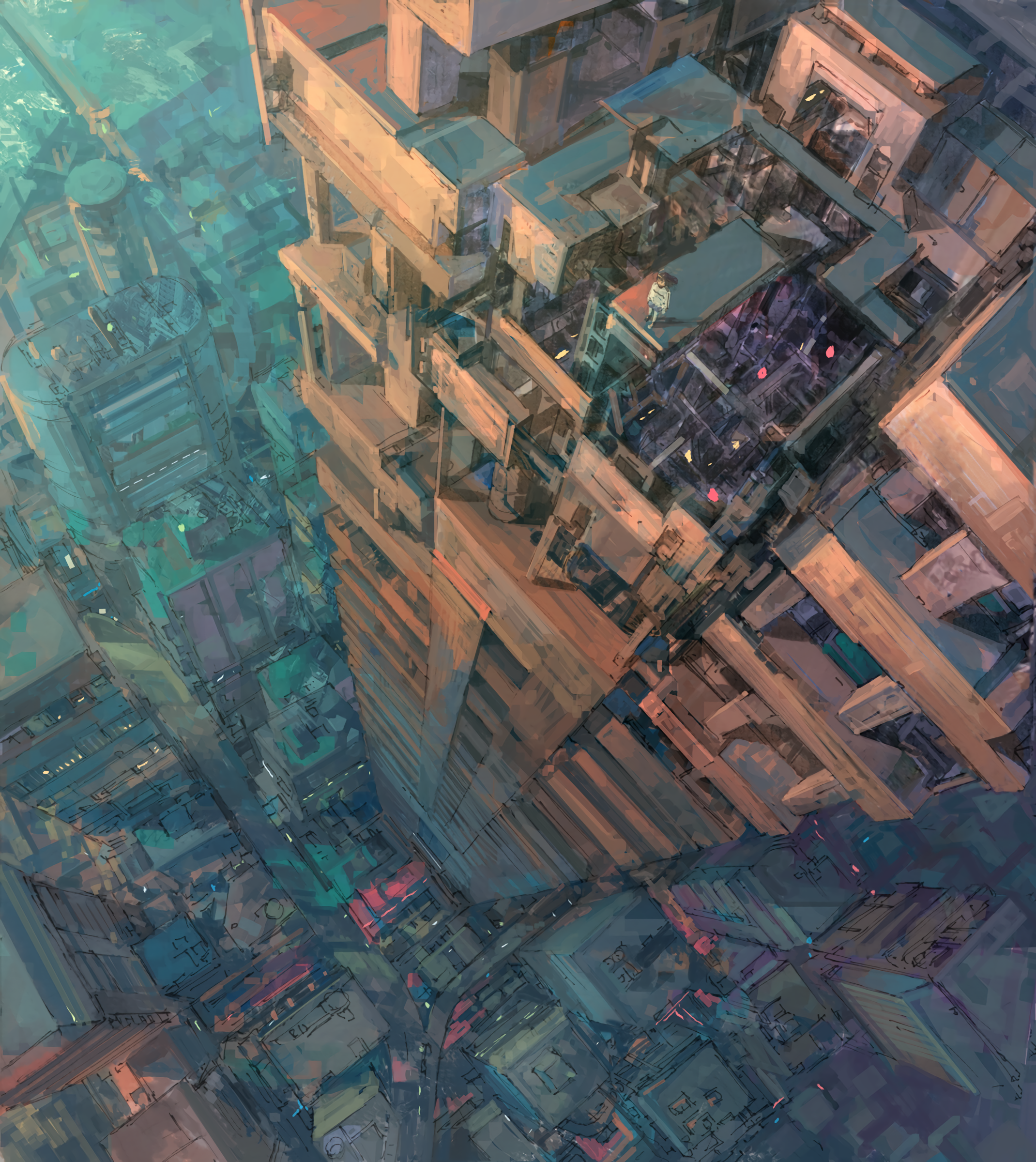 cityscape highangle futuristic