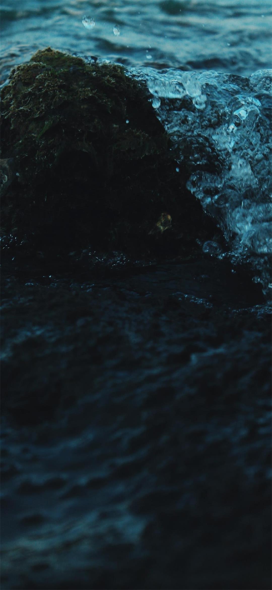 water wave rock sea ocean dark blue