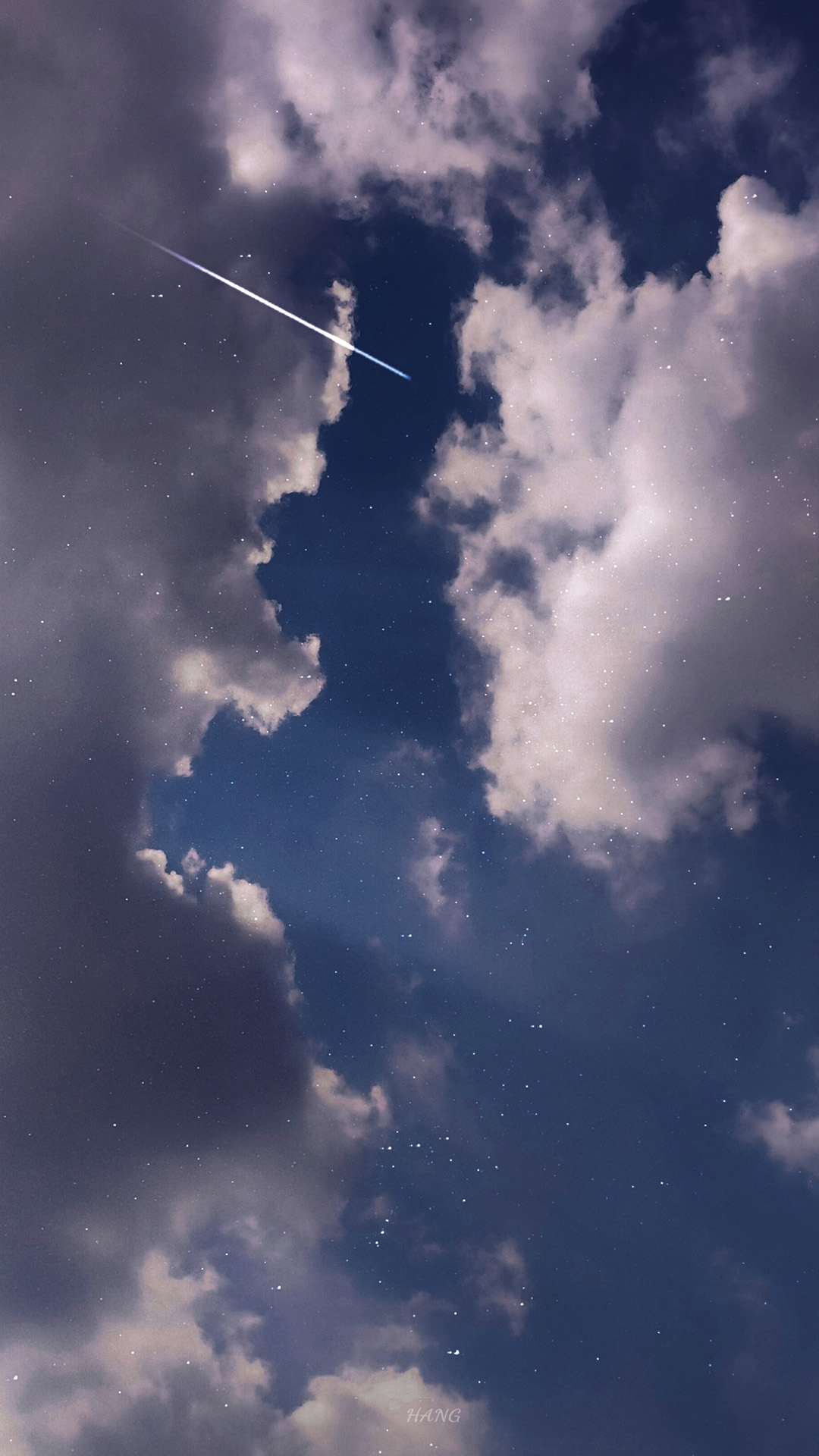 nightsky clouds stars meteorshower