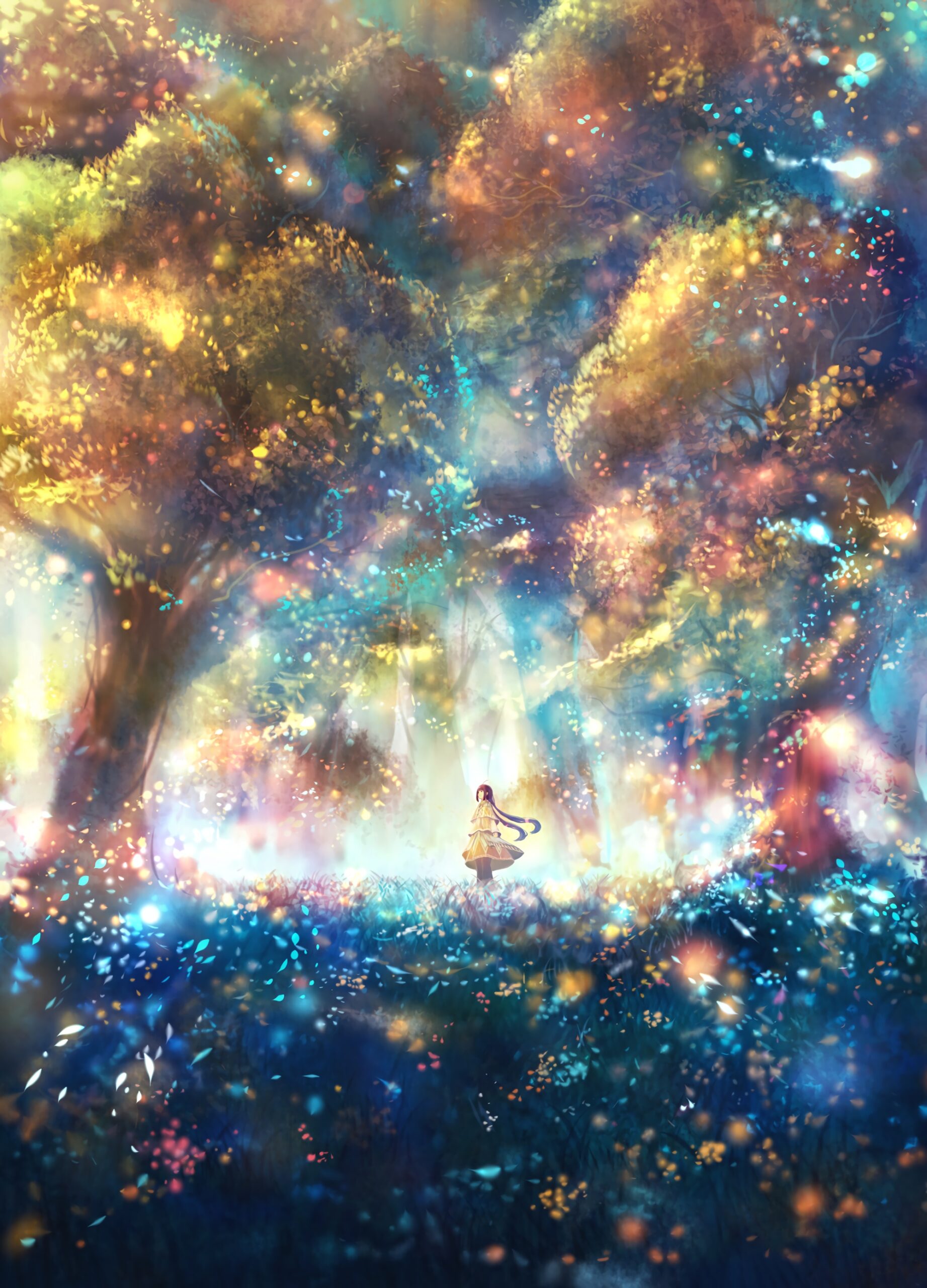 fantasy forest magical glowing trees
