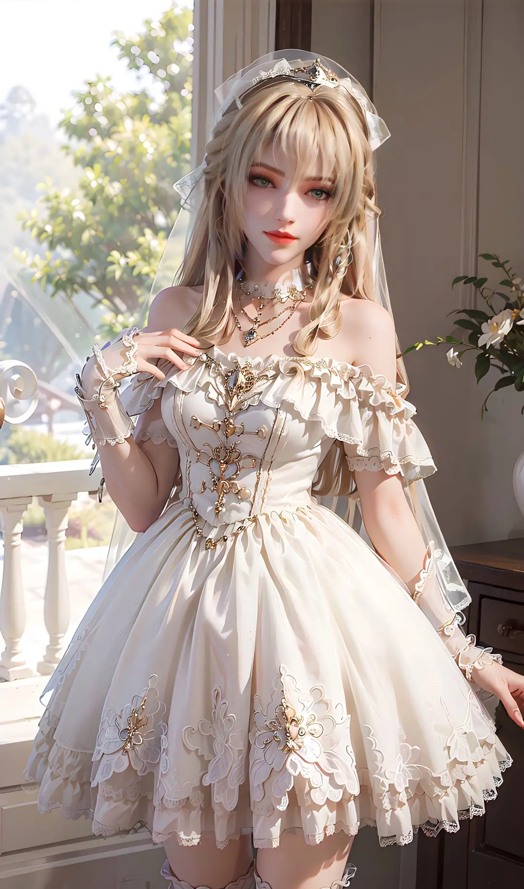 waifu beautiful girl wedding dress
