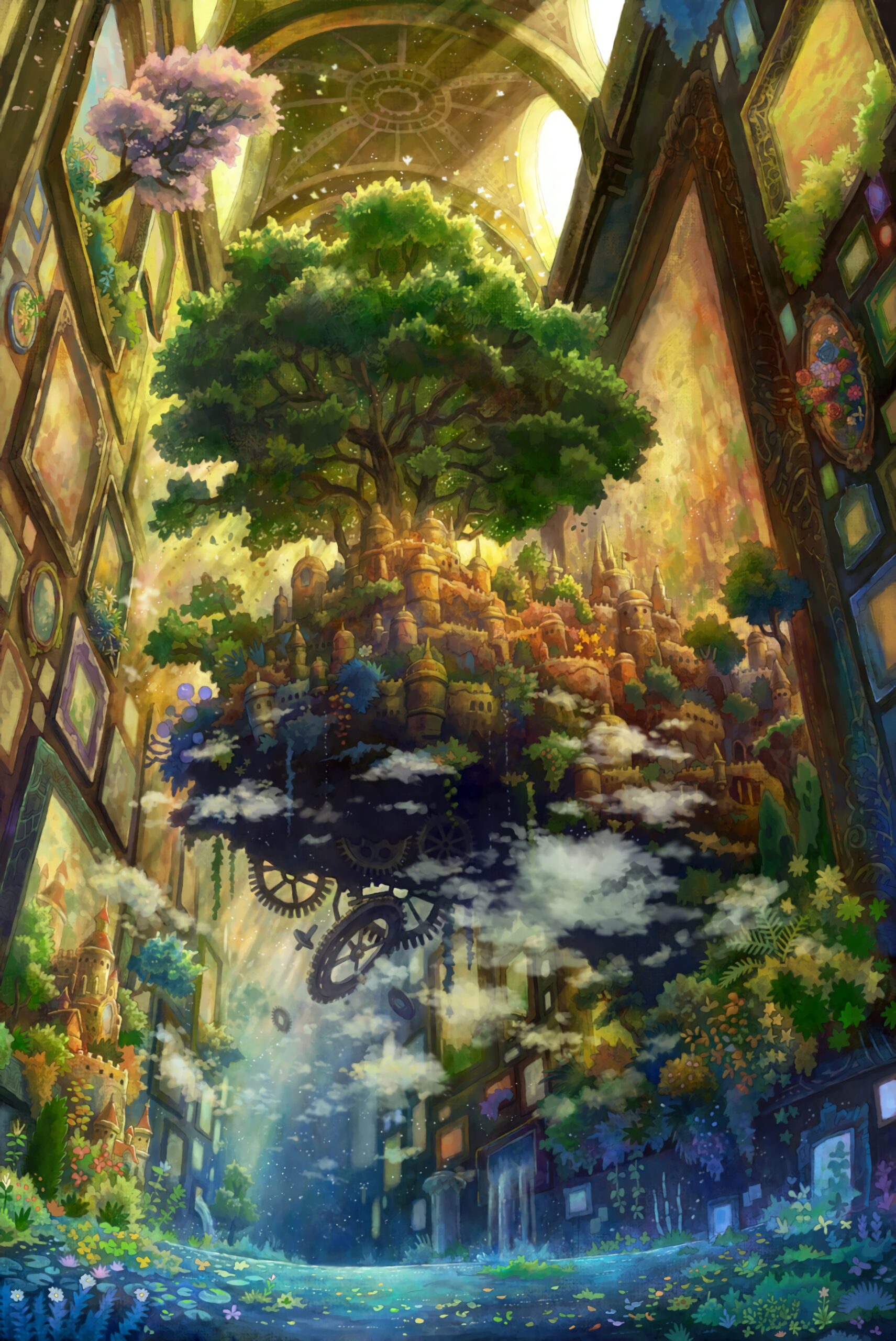 fantasy city giant tree magical