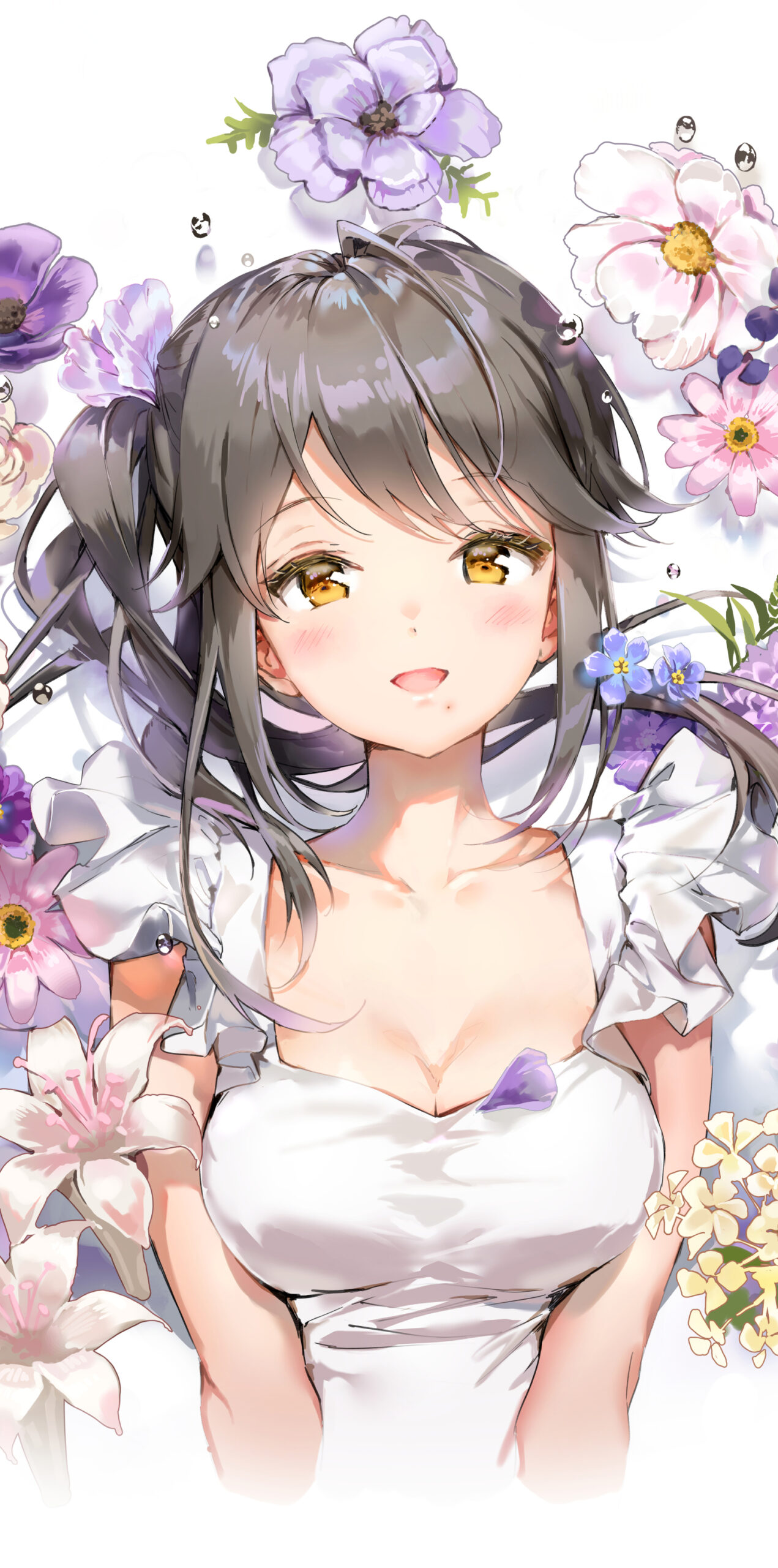waifu beautiful girl flowers garden