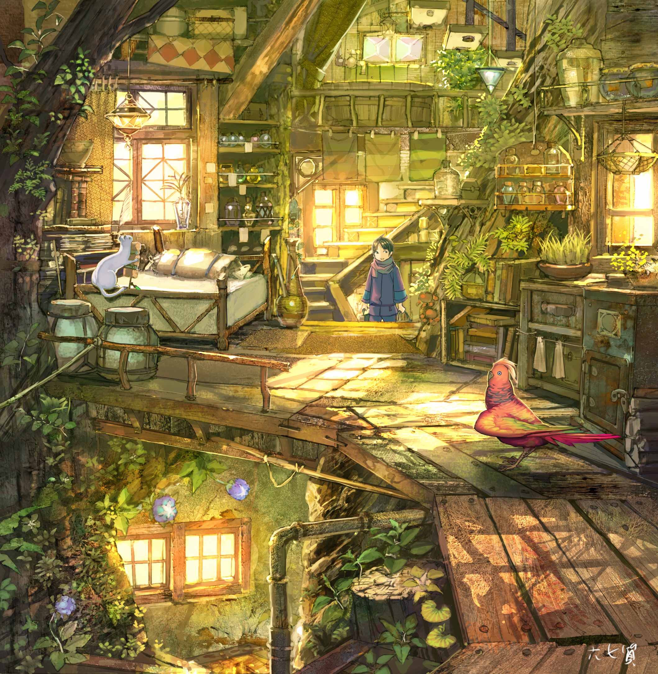 magical attic treehouse cozy interior