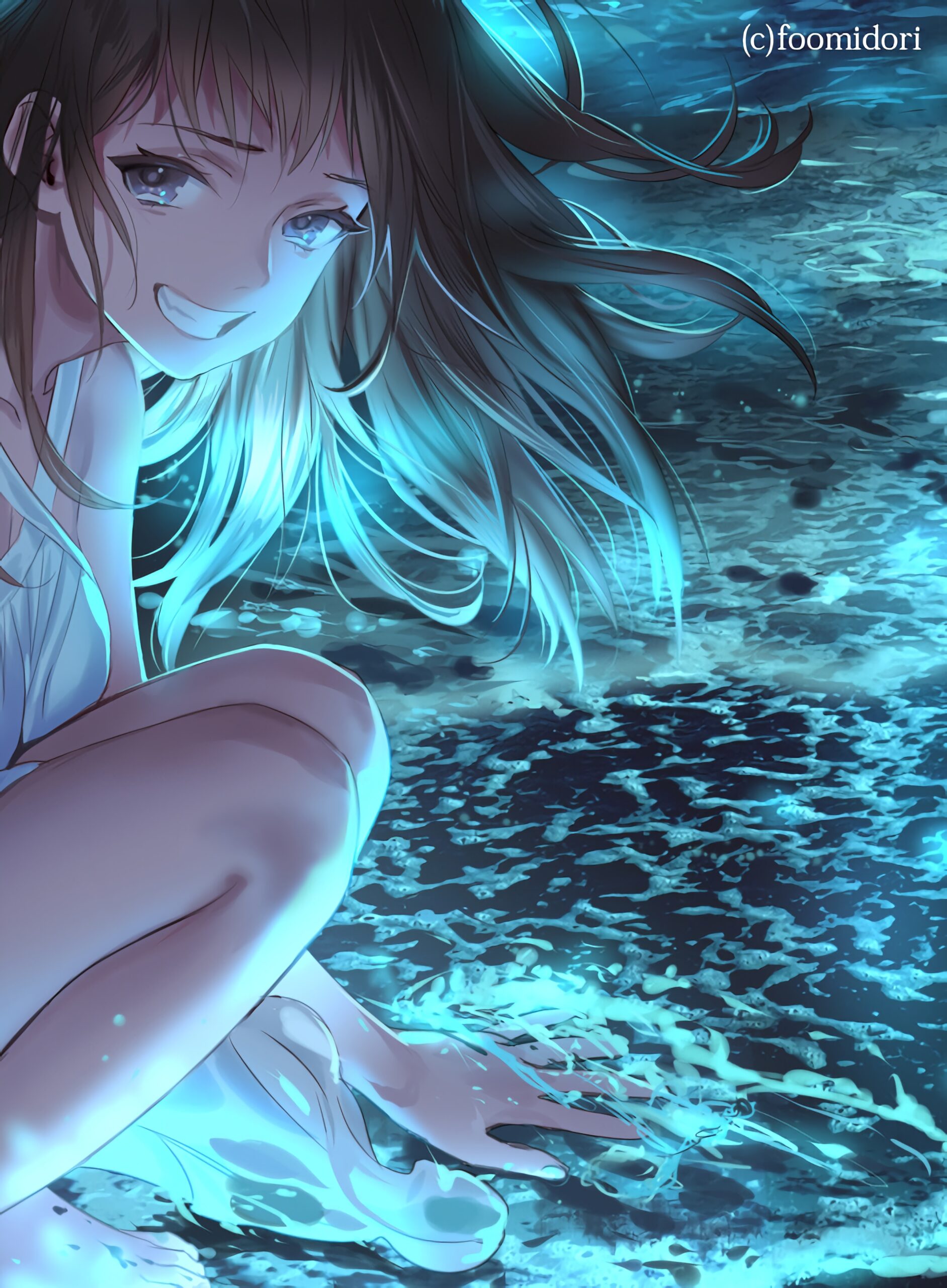 waifu beautiful girl ocean water