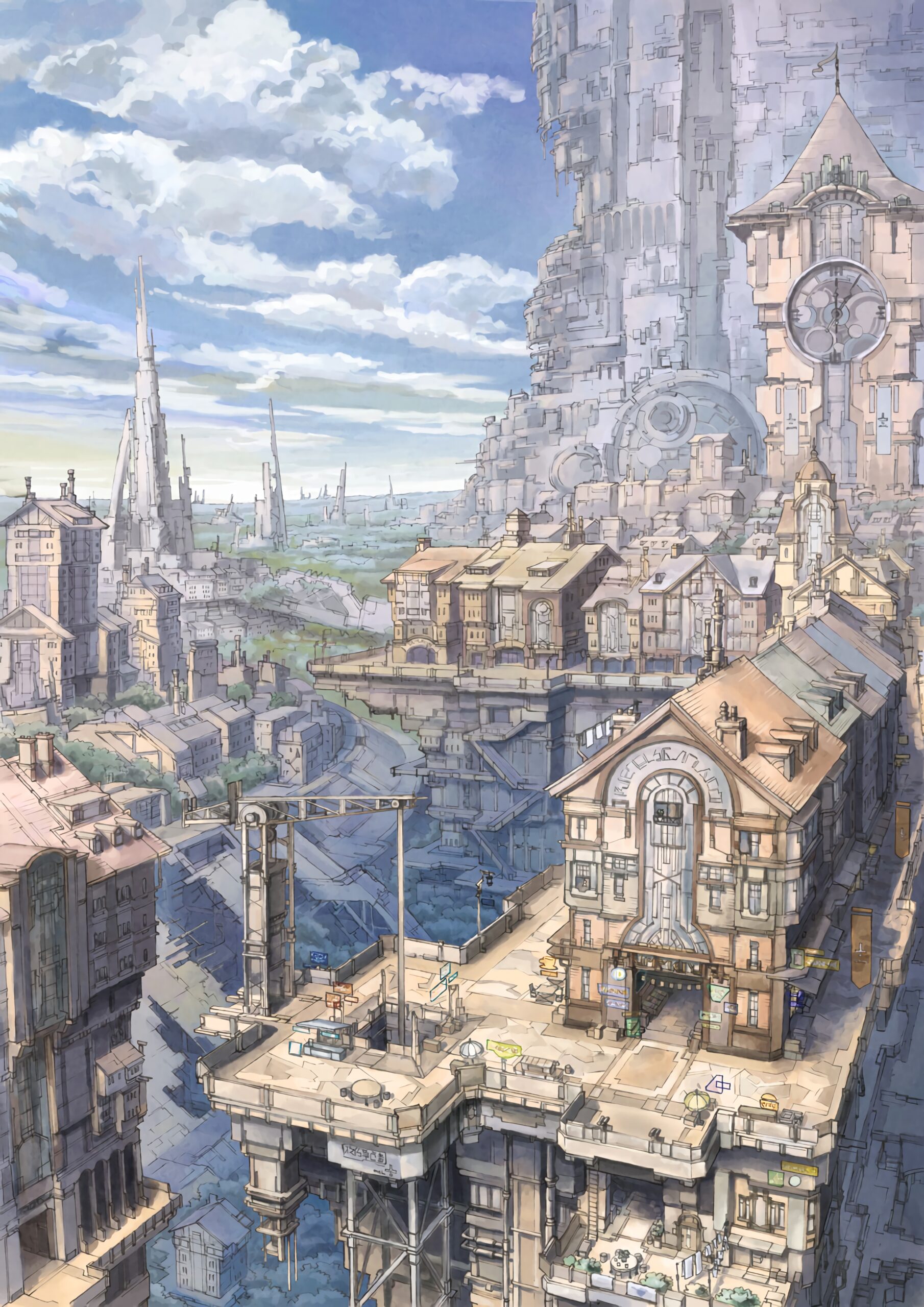 futuristic city steampunk architecture