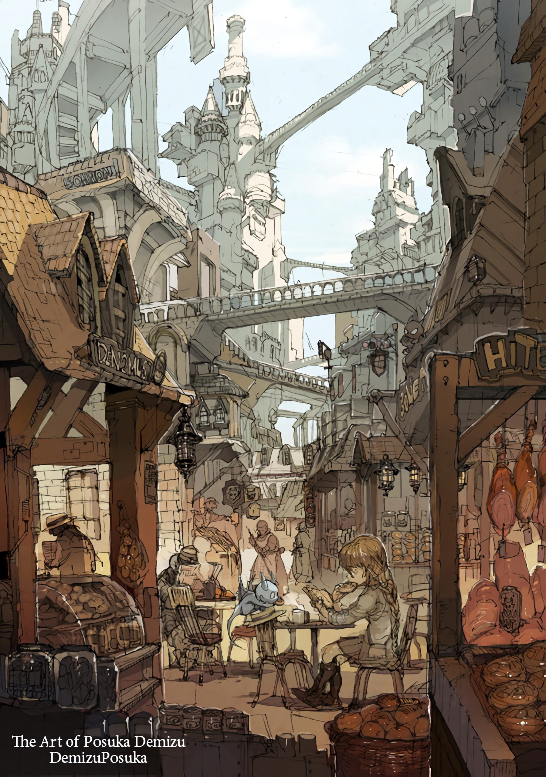 market street medieval fantasy city
