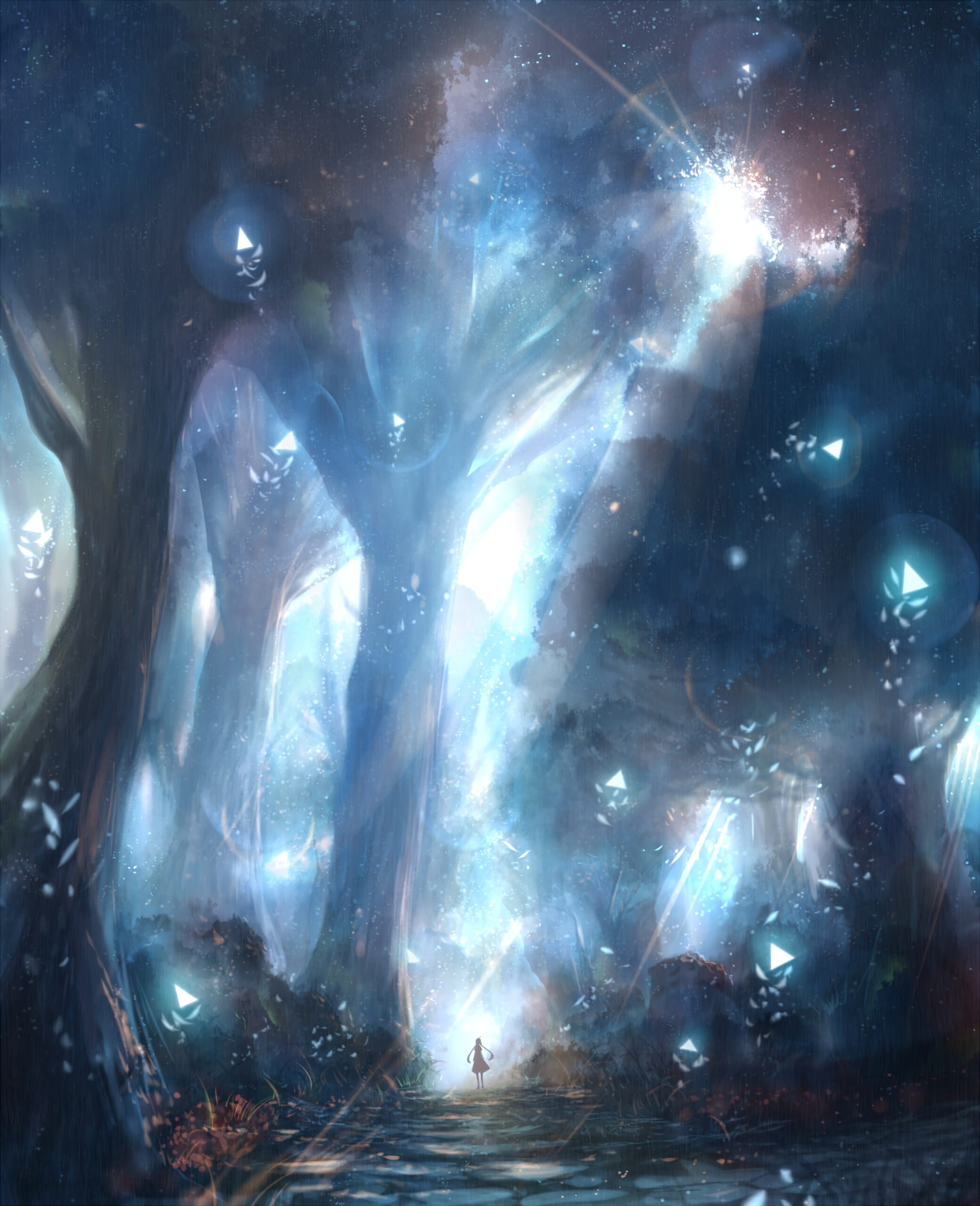 forest magical glowing trees fantasy