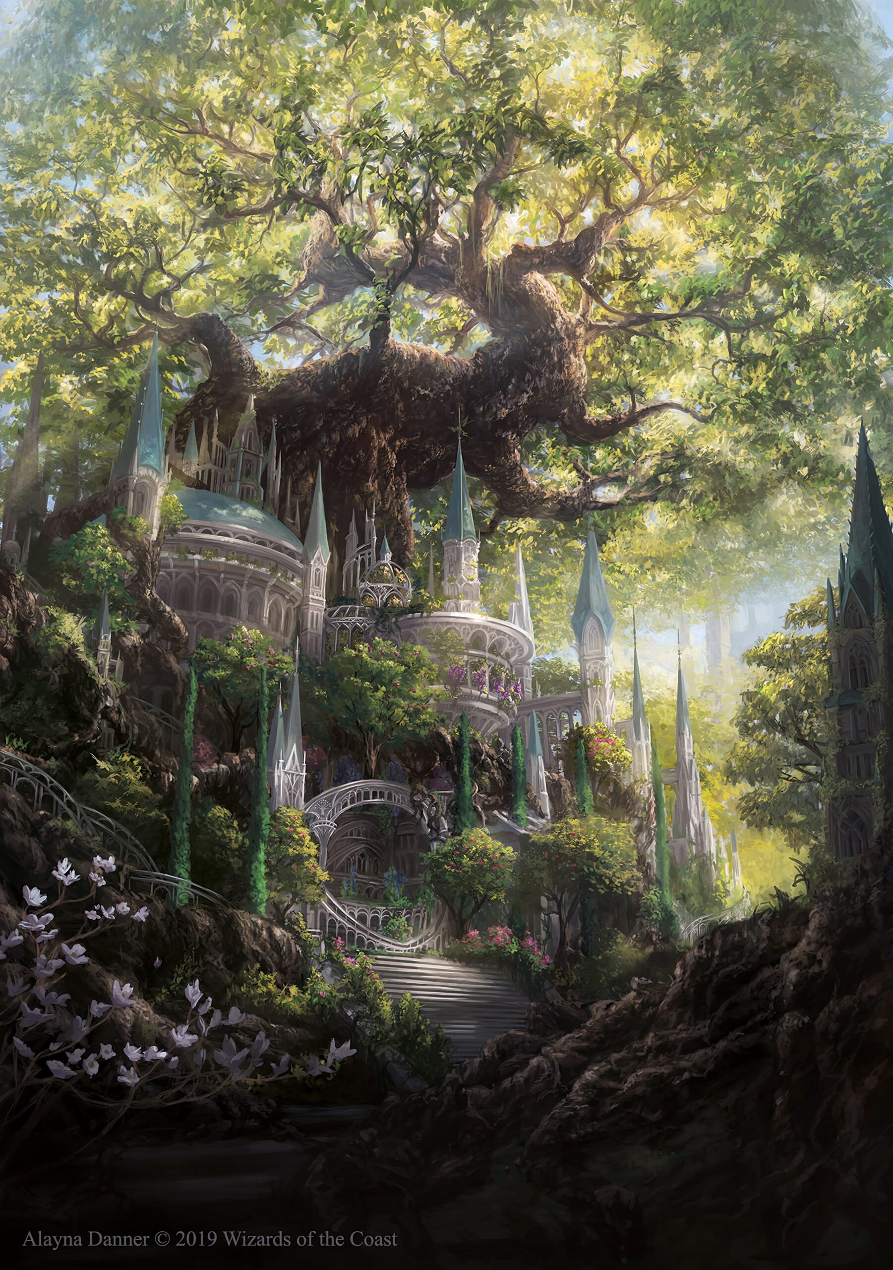 fantasy castle world tree nature forest