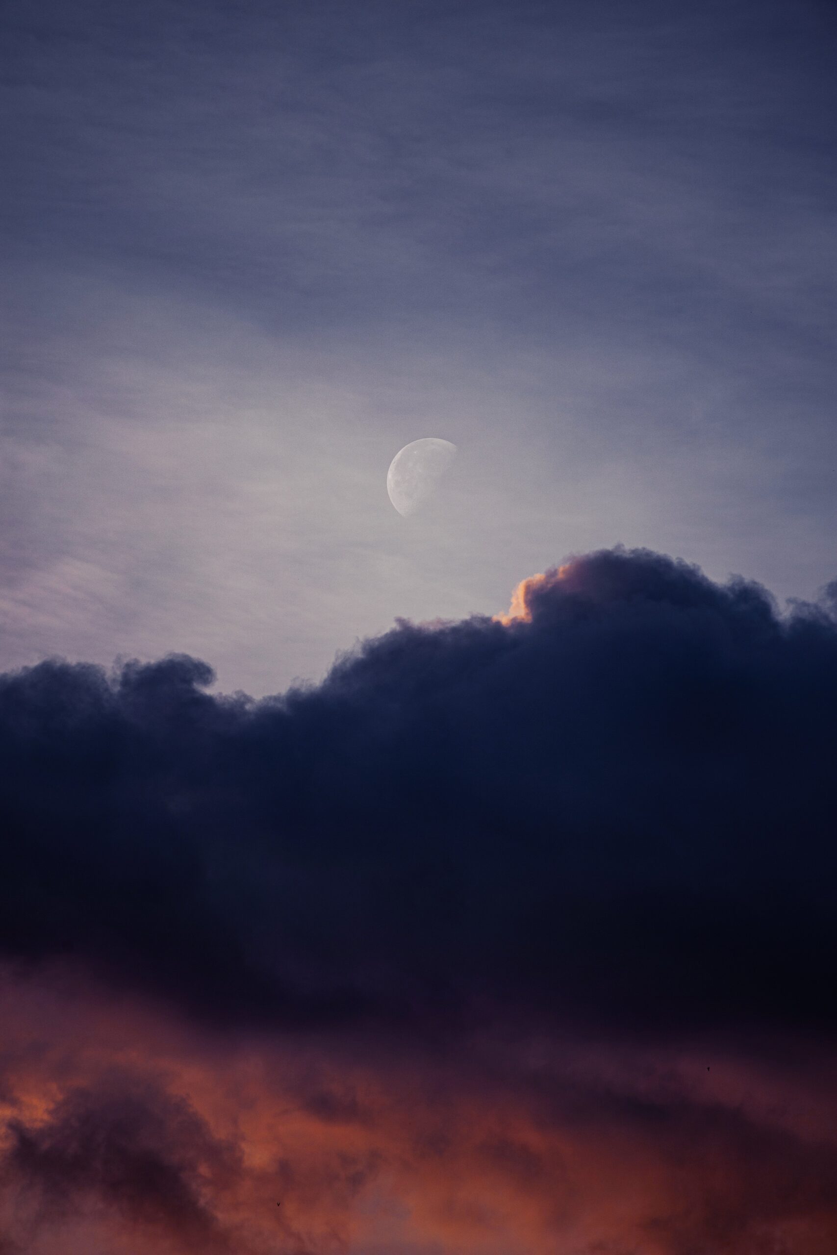 moon clouds dusk night sky crescent