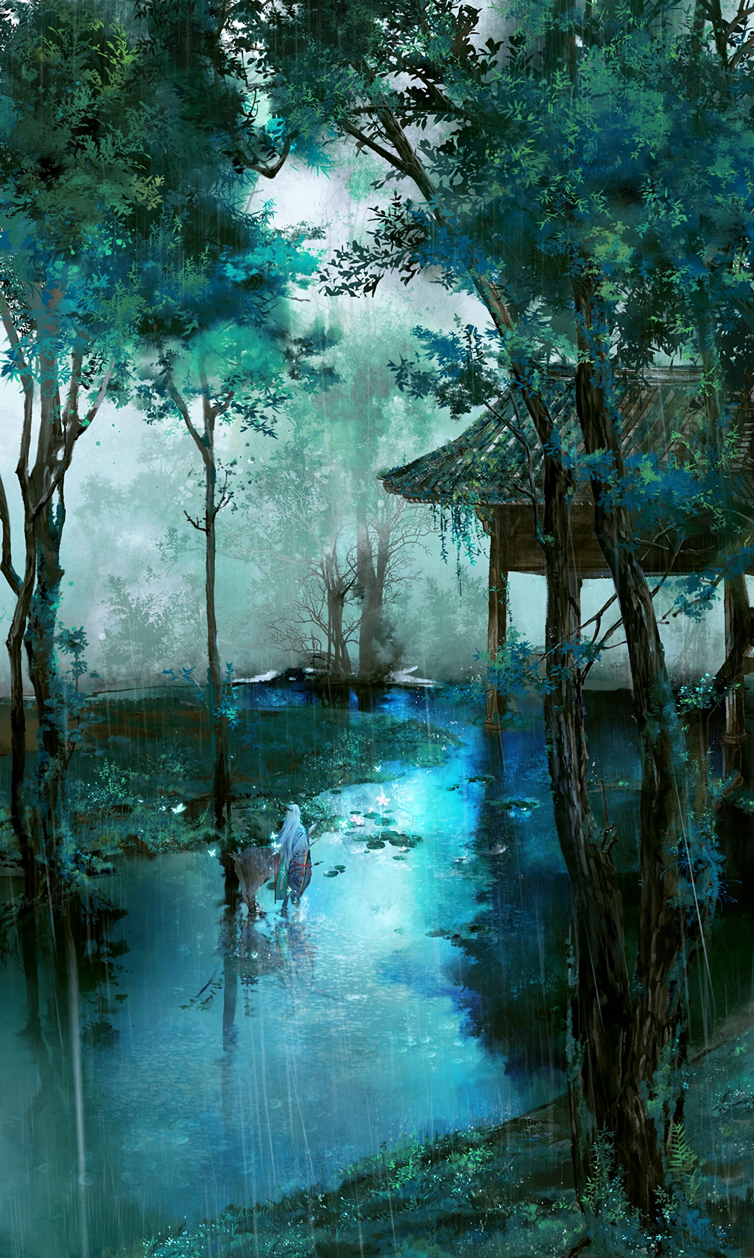 rain forest teal green mystical nature