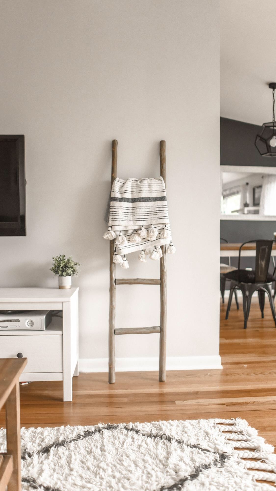 interior ladder blanket scandi home