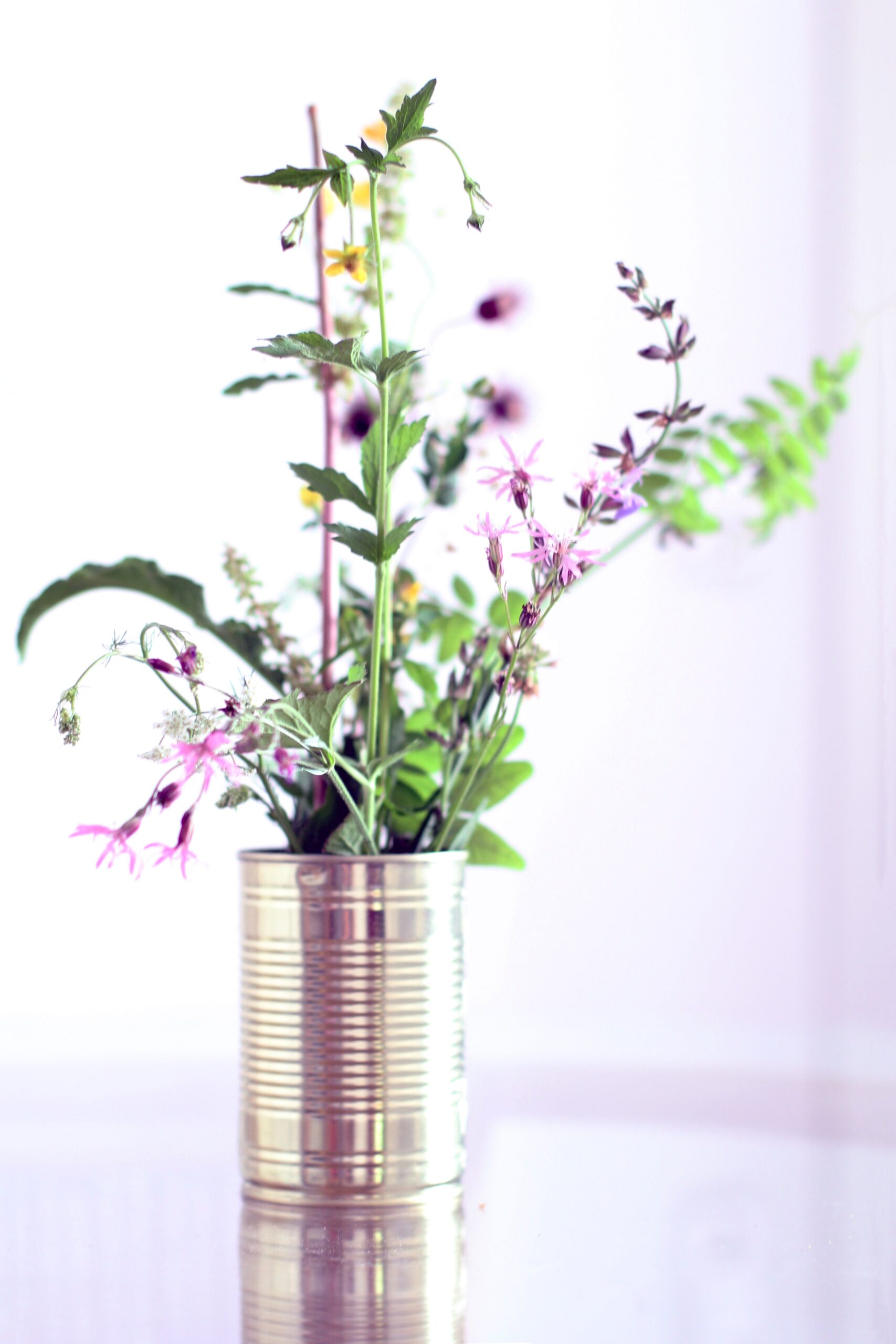 wildflowers floral arrangement tin can