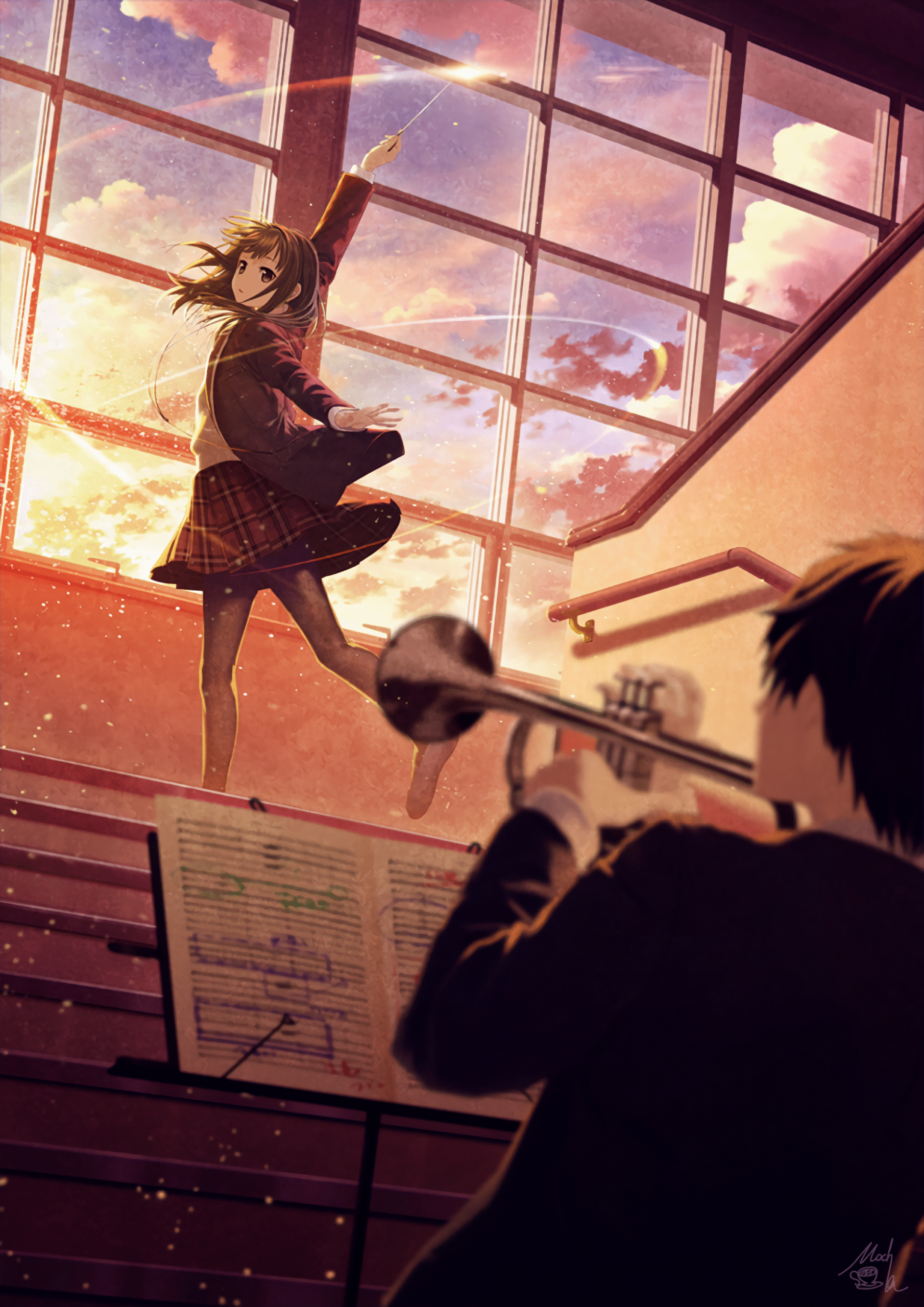 anime girl musical conductor trumpet