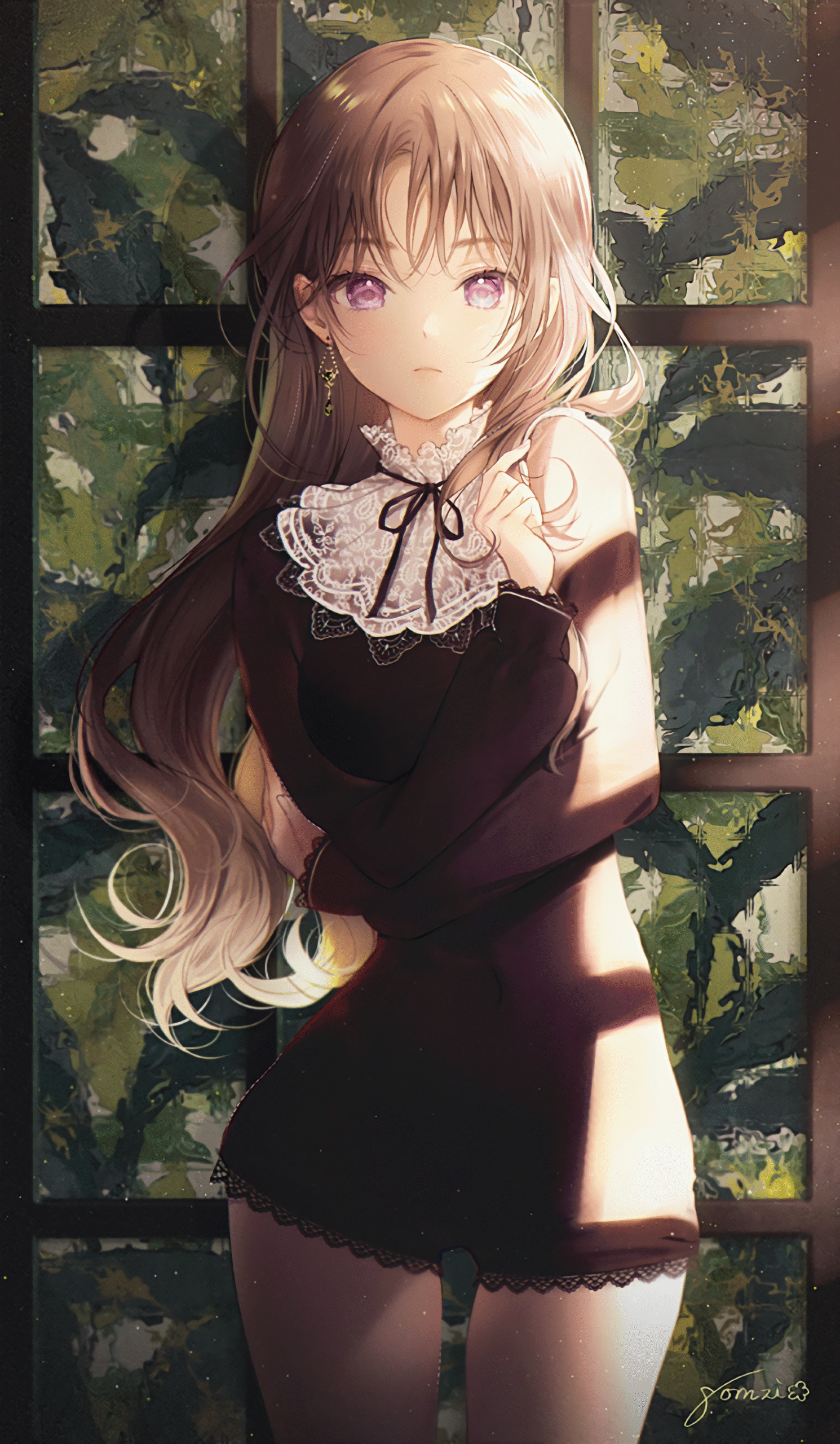 girl long_hair purple_eyes elegant