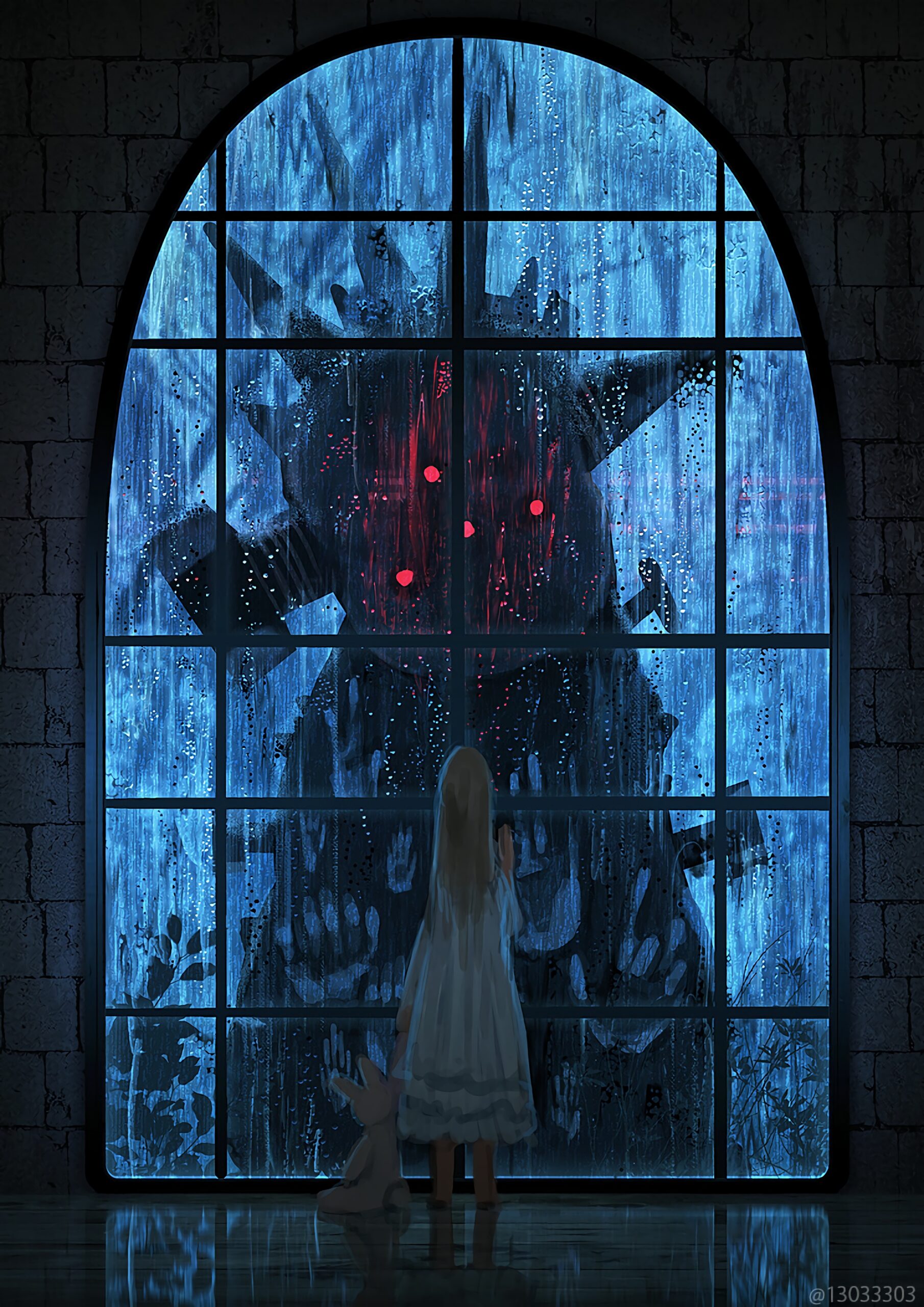 rain window monster shadow horror