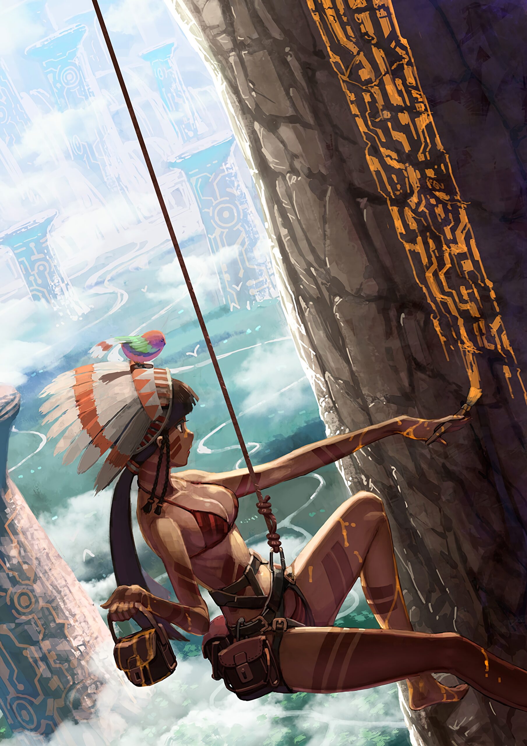 rock climbing fantasy girl tribal