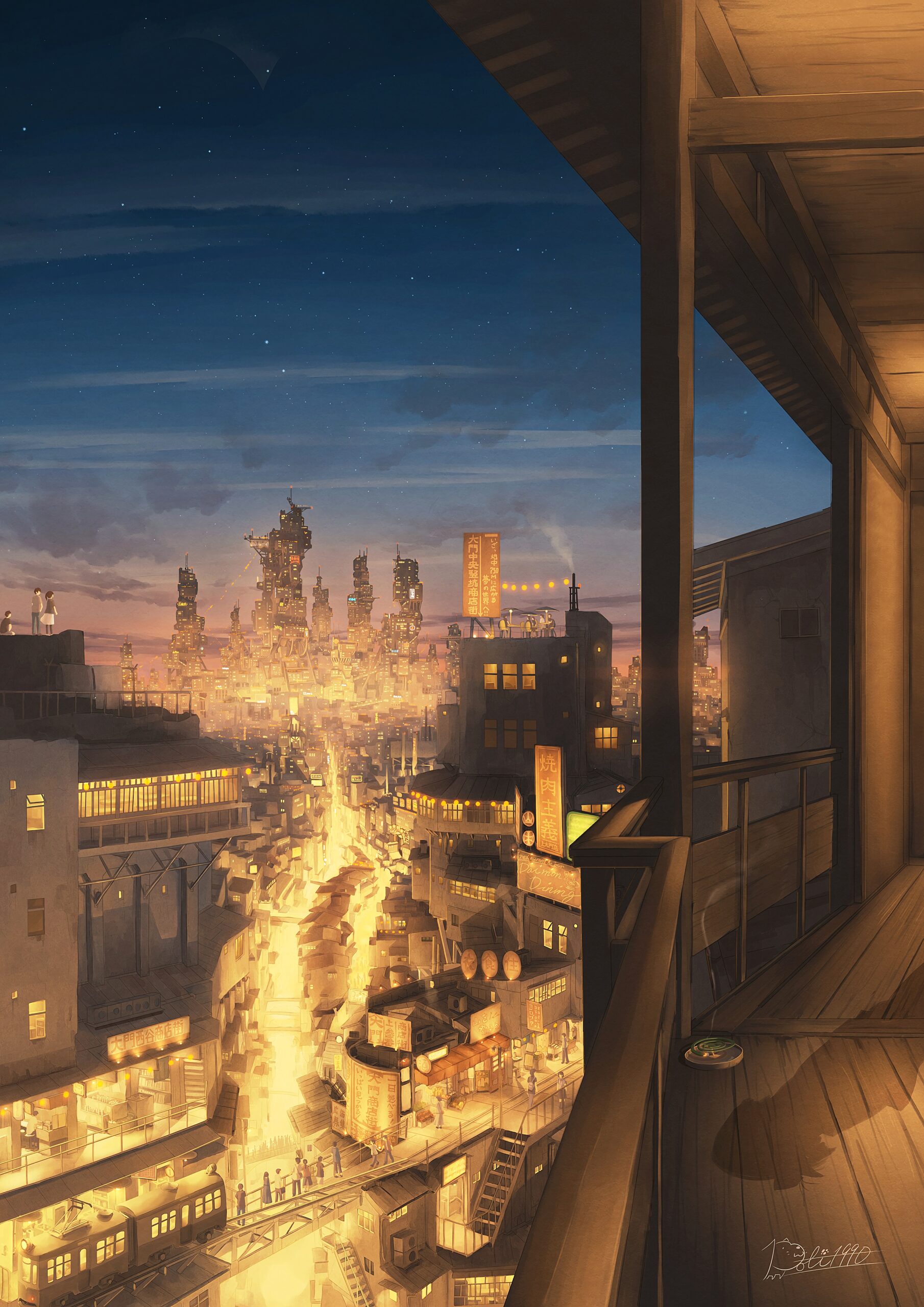 cityscape night lights urban twilight