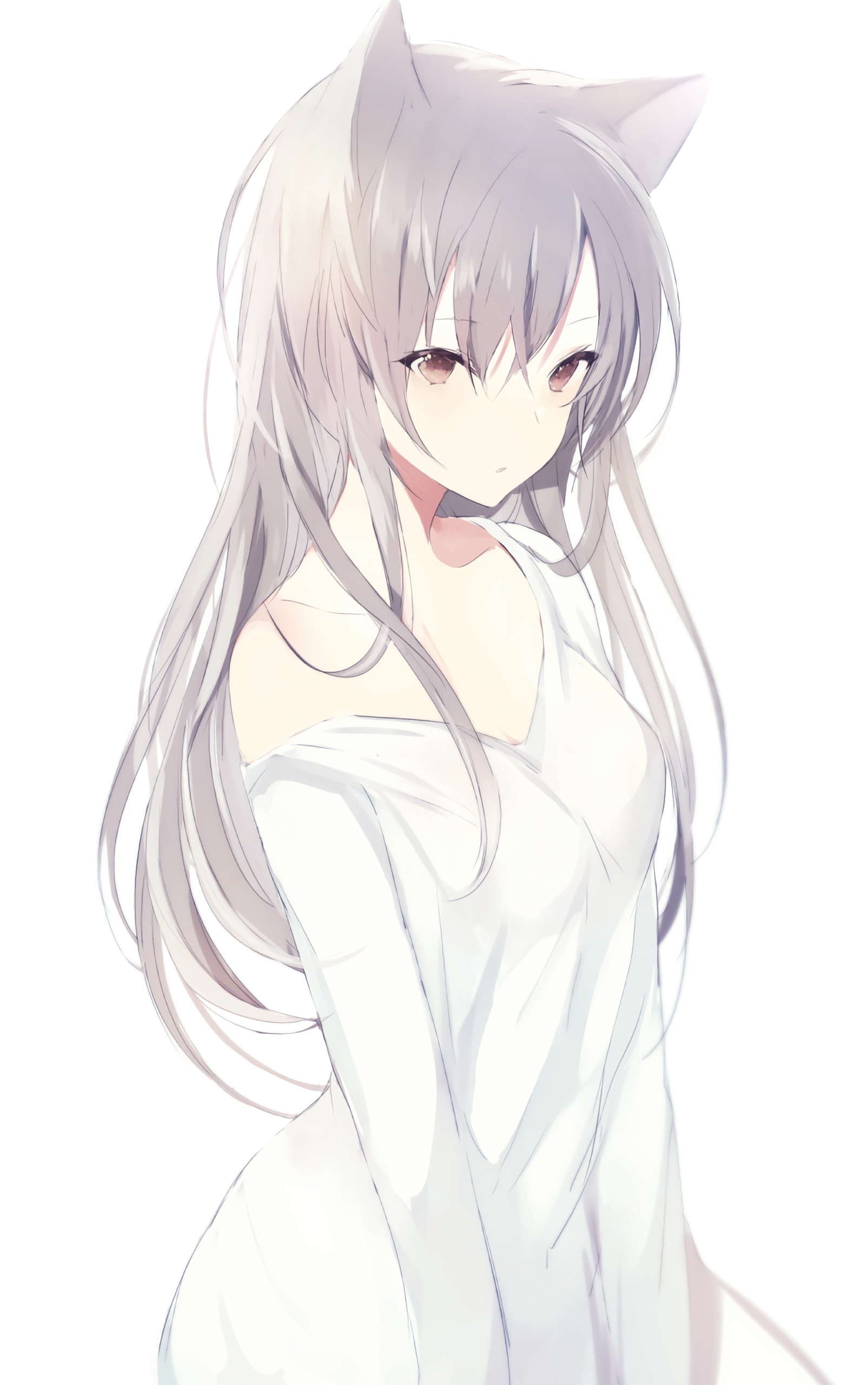 anime girl cat ears nekomimi long hair