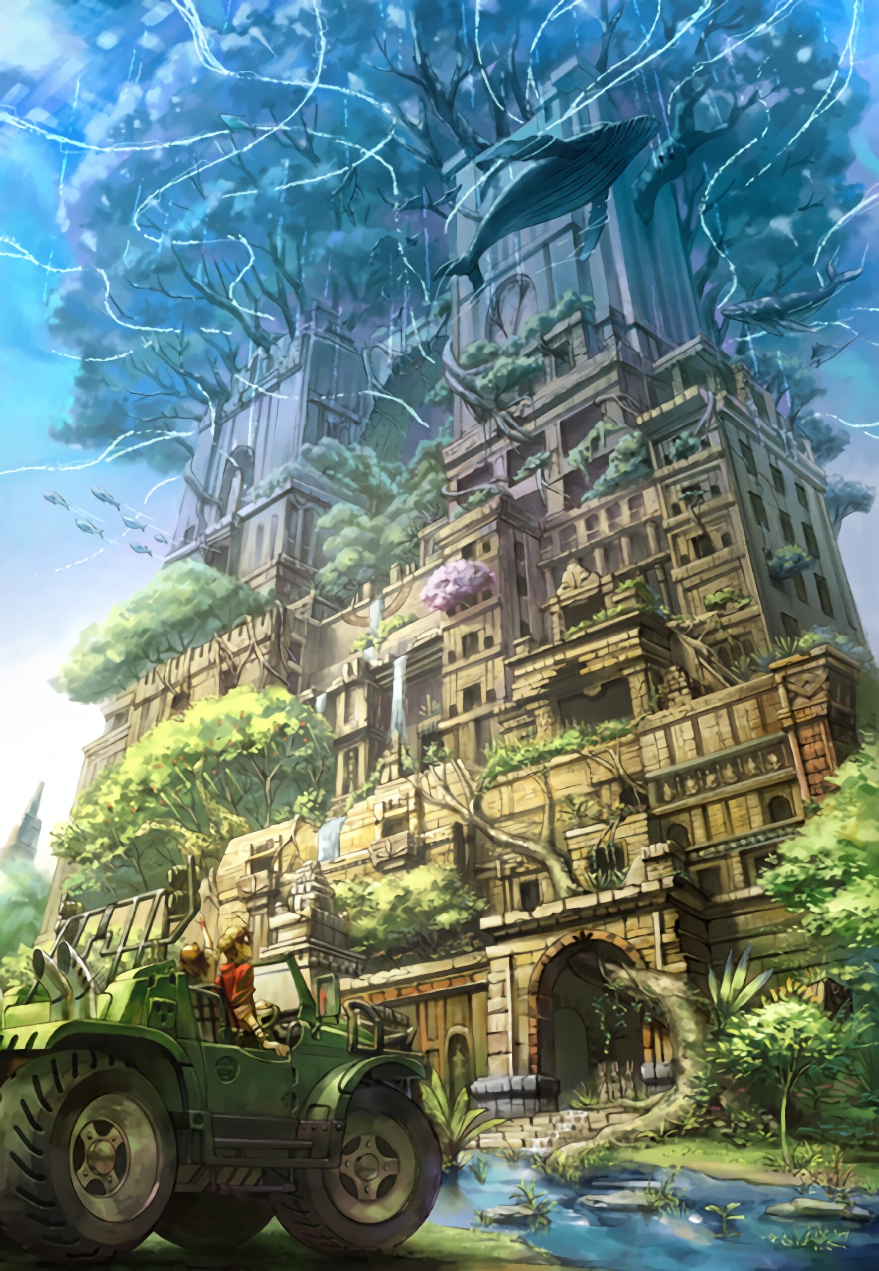 fantasy world ancient ruins overgrown