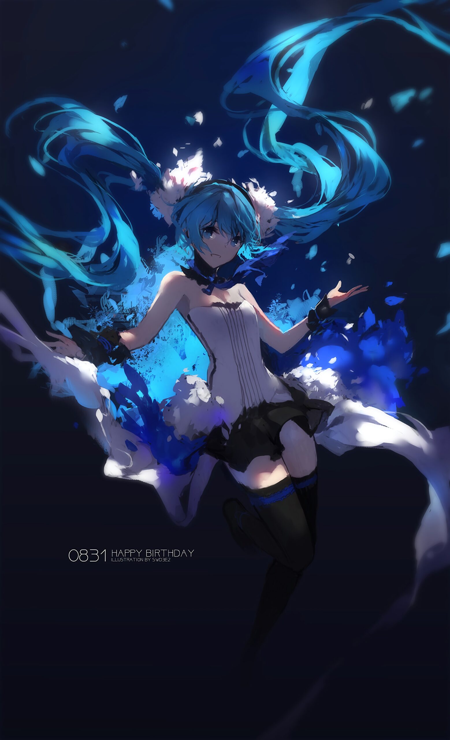 hatsune miku vocaloid blue hair long