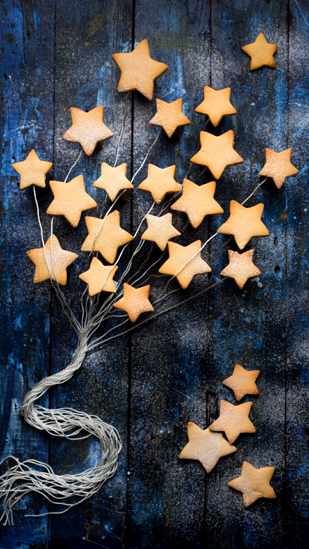 star cookies biscuits baking blue wood