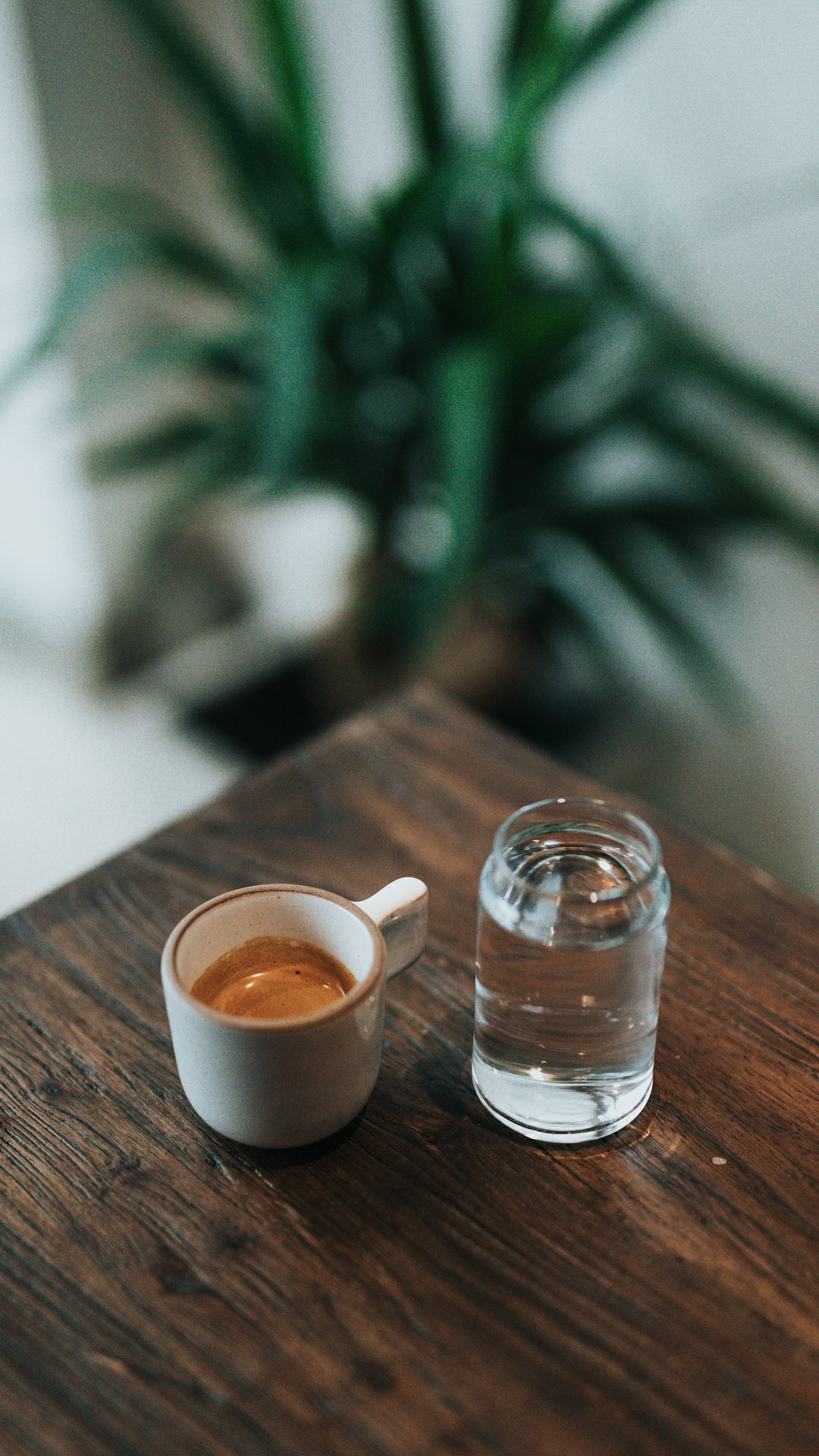 espresso shot coffee water glass wooden