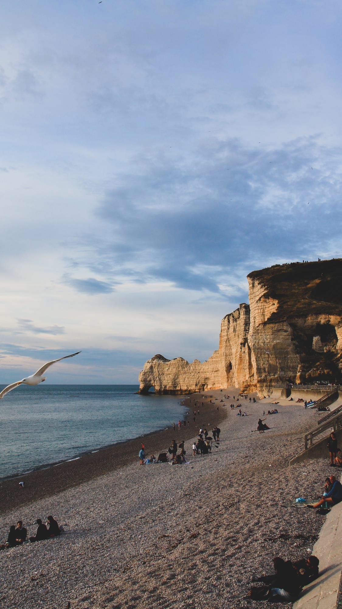 etretat cliffs france beach coastline