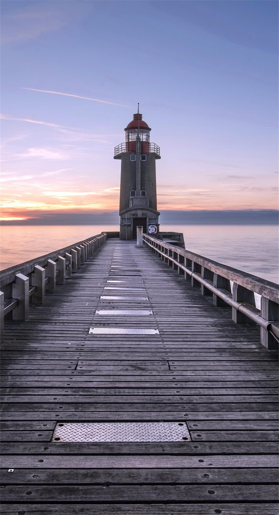 lighthouse pier wooden dock sunset
