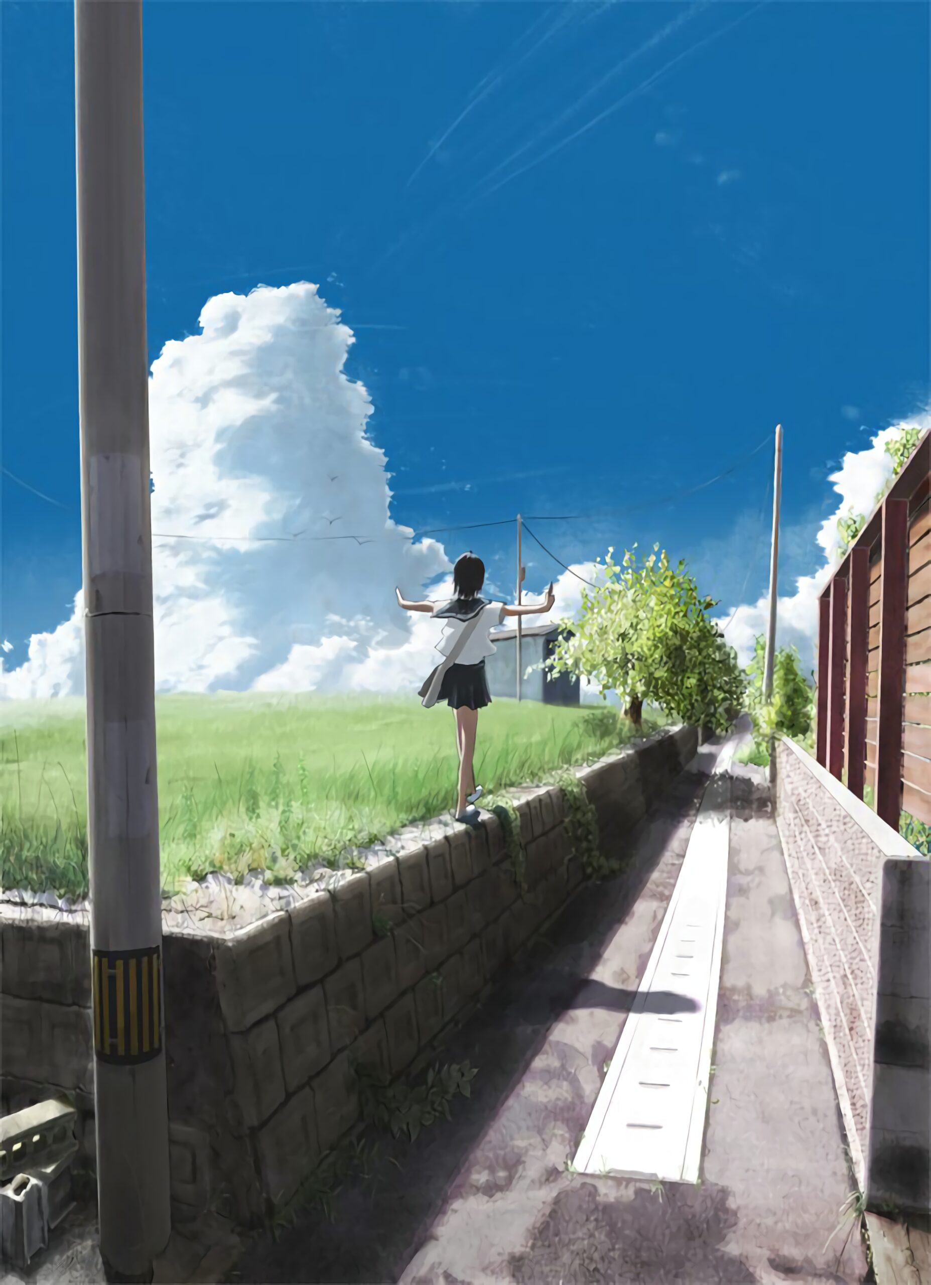 summer sky cumulus clouds anime