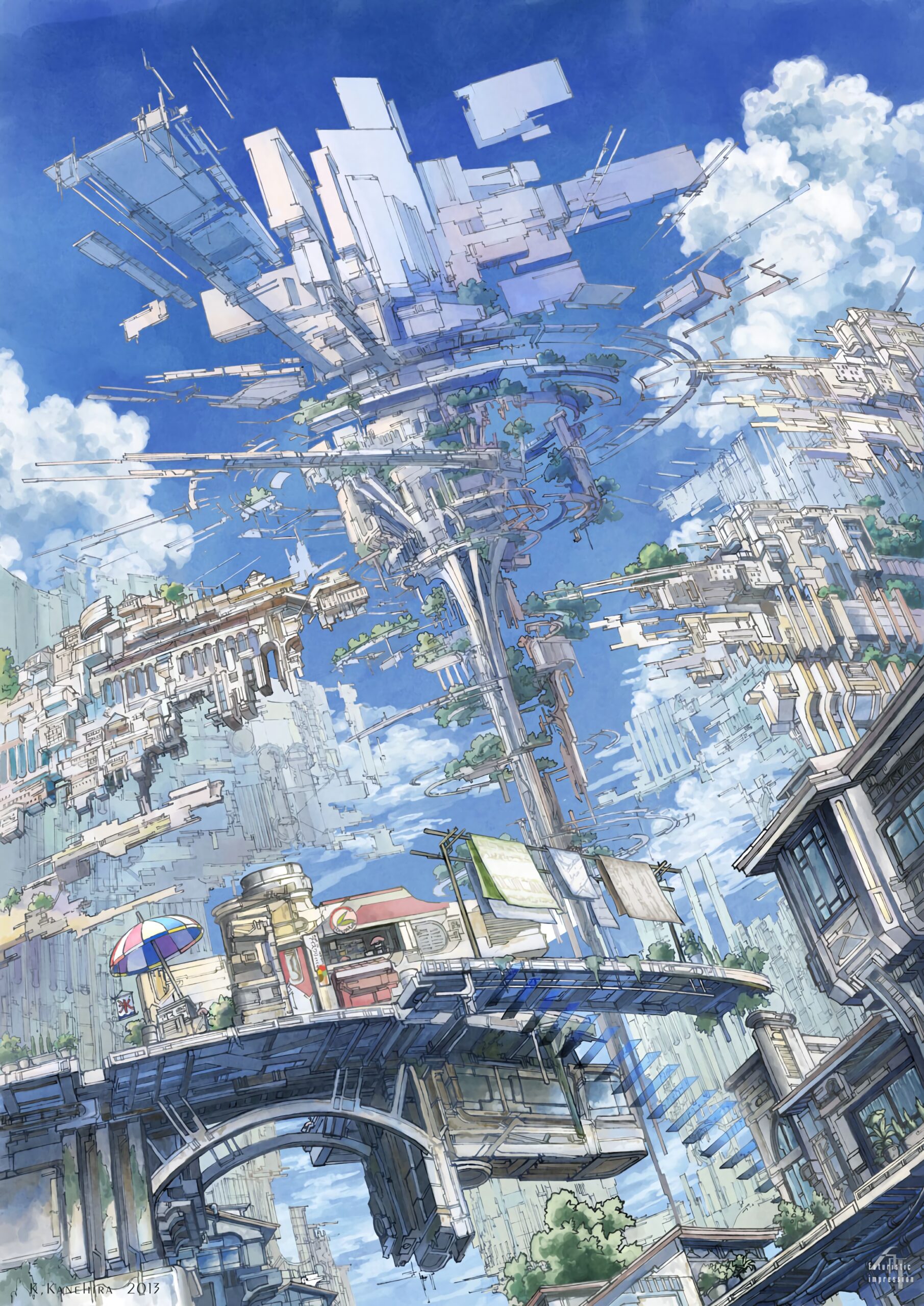 futuristic city floating island science